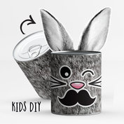 Kids DIY: kleef zelf je blik, grijs konijn