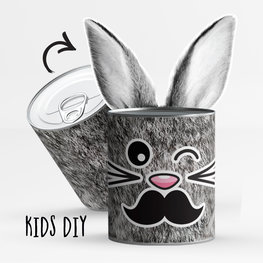 Kids DIY: kleef zelf je blik, grijs konijn